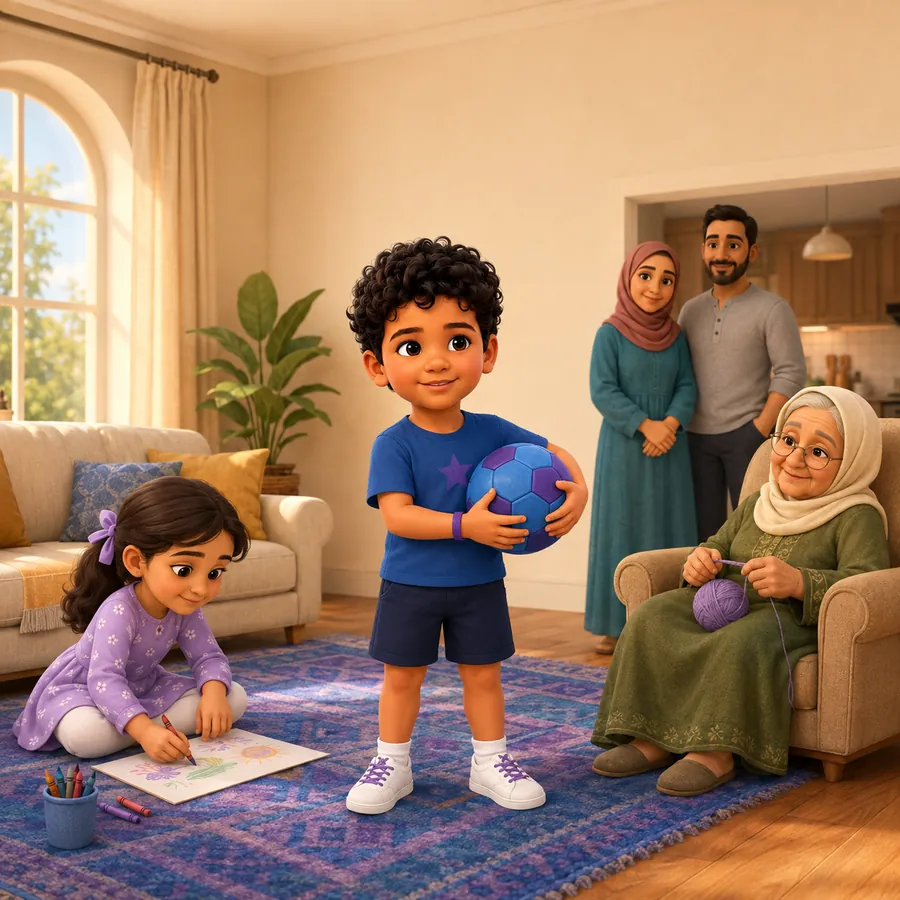 مشهد: الطفل مع عائلته في البيت